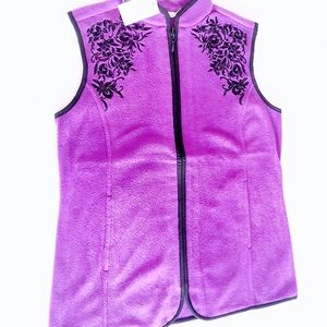 Susan Gravees Fleece Polar Vest Purple Beaded